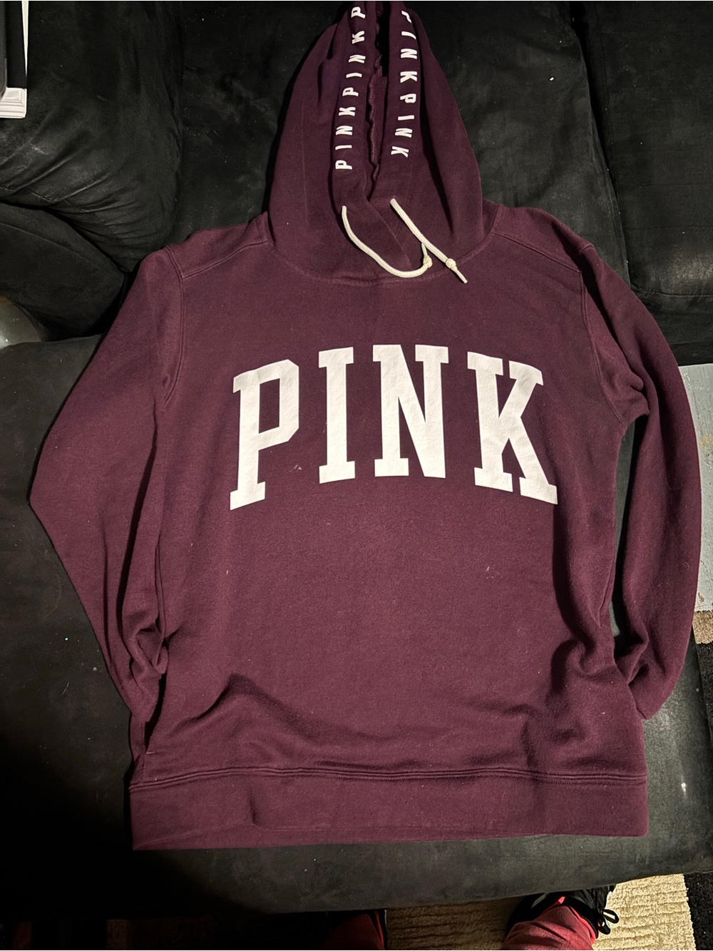 PINK Victoria's Secret Plum Pullover Hoodie with White Logo